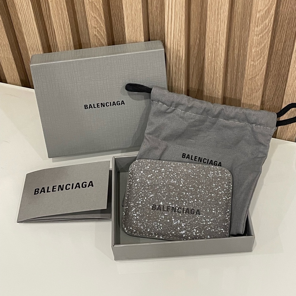 Balenciaga Silver Sparkle Card Holder - Picture 1 of 6